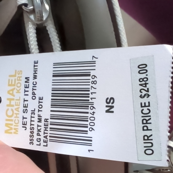 Michael Kors Jet Set White Saffiano Leather Shoulder Tote Bag Purse - Picture 4 of 4